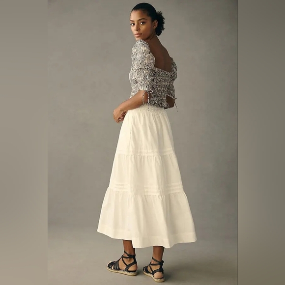 Anthropologie The Somerset Collection Maxi Skirt - White Size Medium NWT - Picture 2 of 15